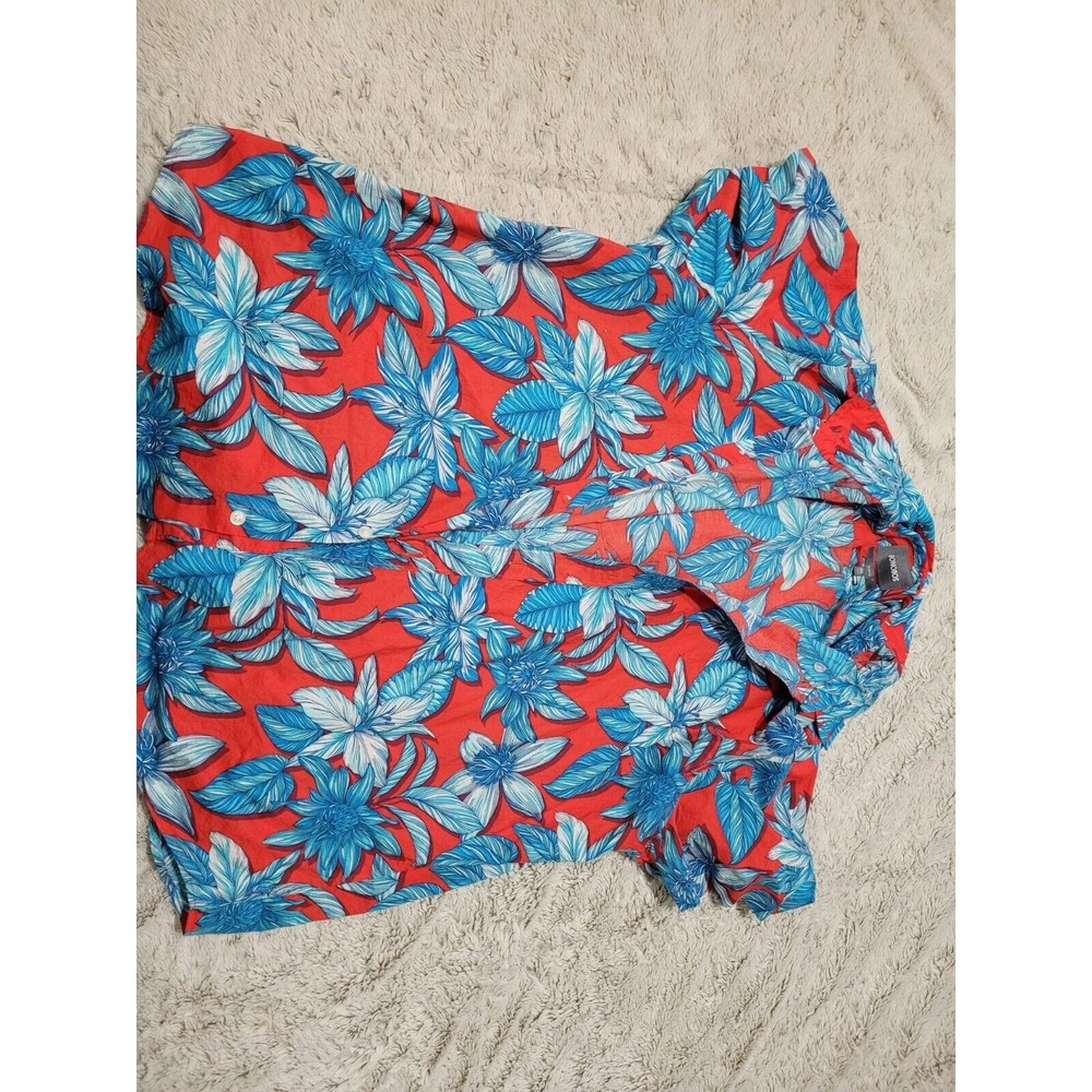 Bonobos Size XXL Blue Red Floral Button Down Shirt Men Slim Fit